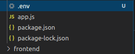Visual Studio Code file explorer showing ".env" file
