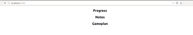 Headings for Progress, Notes, and Gameplan sections of the app rendered on screen in browser window